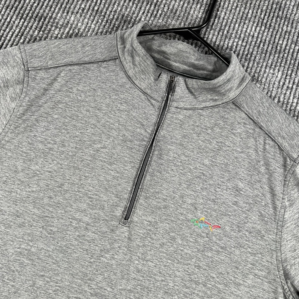 Greg Norman Pullover Shirt Mens Medium Gray Long Sleeve 1/4 Zip Golf Mock